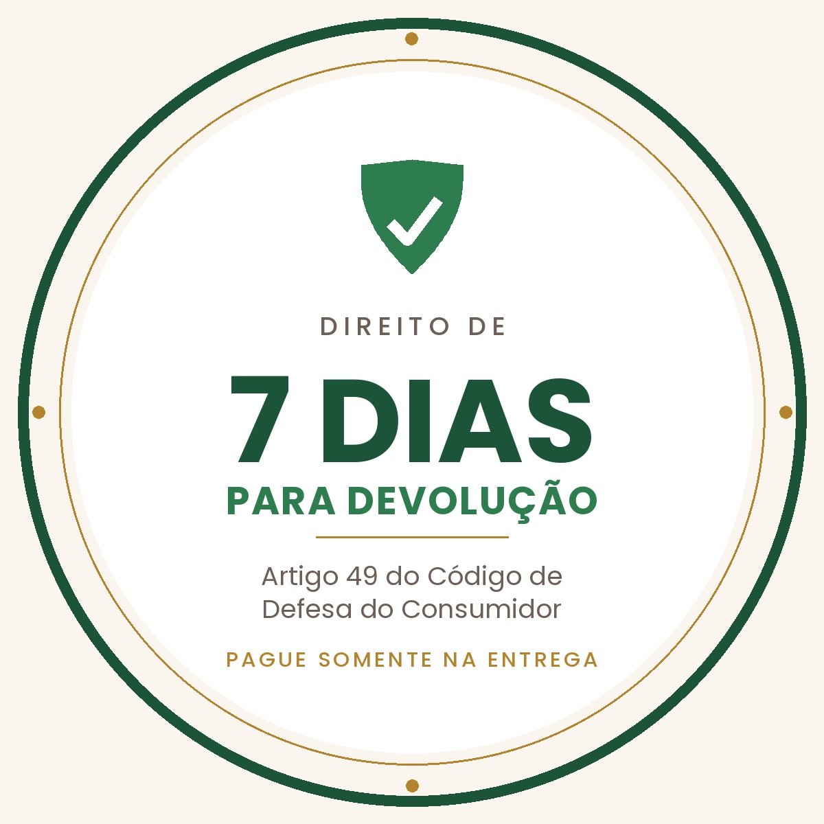 Selo de direito de devolução em 7 dias
