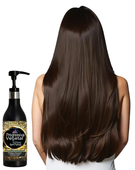 Mulher segurando a Progressiva Vegetal Creme